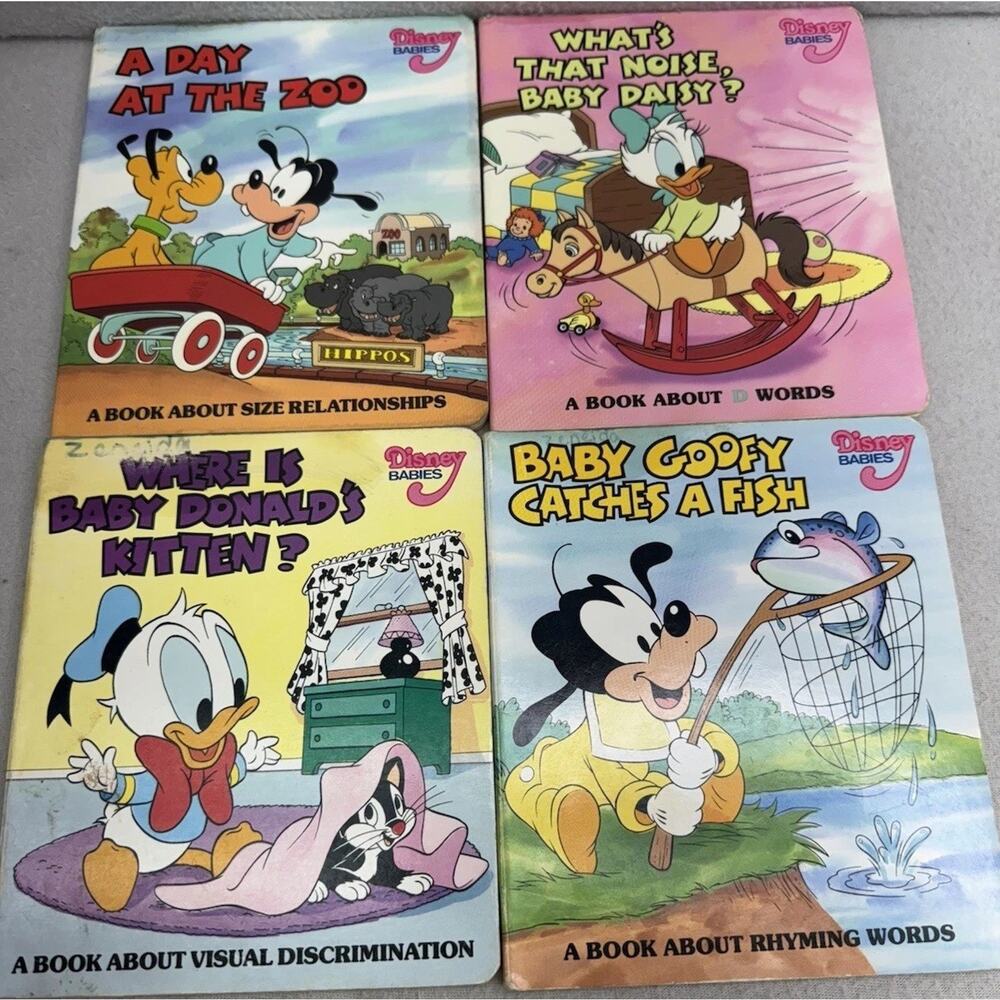 Disney Babies Board Books Lot 4 Baby Goofy Donald Daisy Duck VTG 80s READ